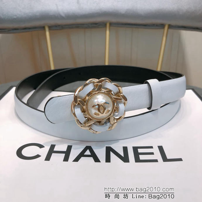 CHANEL香奈兒 18新款 20MM精品 進口光滑優雅小腰帶 CC穿皮鏈條經典銅扣 一帶兩用式腰帶  xfp1047
